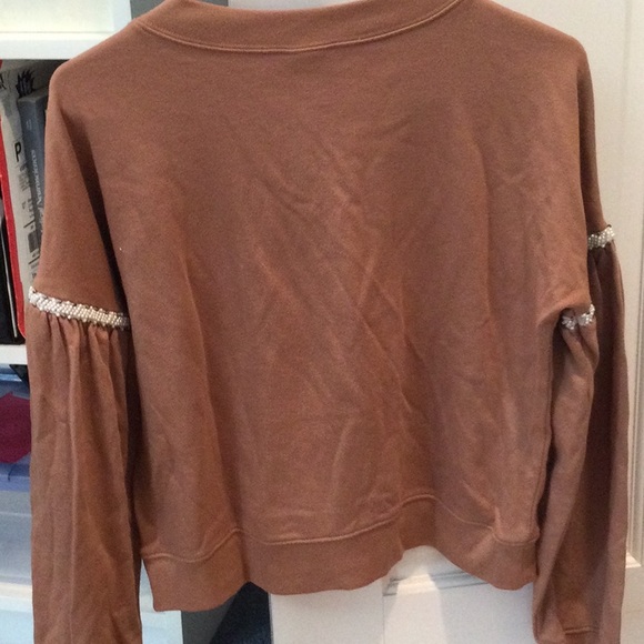 Mossimo tan vintage sweatshirt with pearl border on sleeves, XS - Picture 4 of 5
